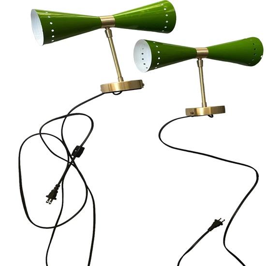 Diabolo Green Brass Sconce Mid Century Modern Wall Light Up Down Lighting