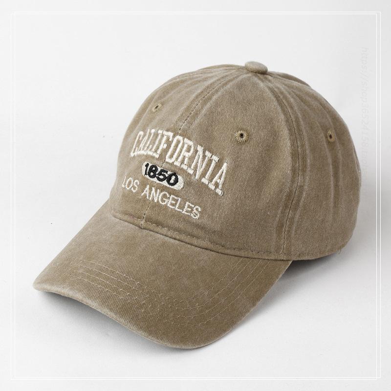 New Hat Japanese Trend Wide Brim Versatile Washed Baseball Cap Men's Korean Version Embroidered Letter Cap Women