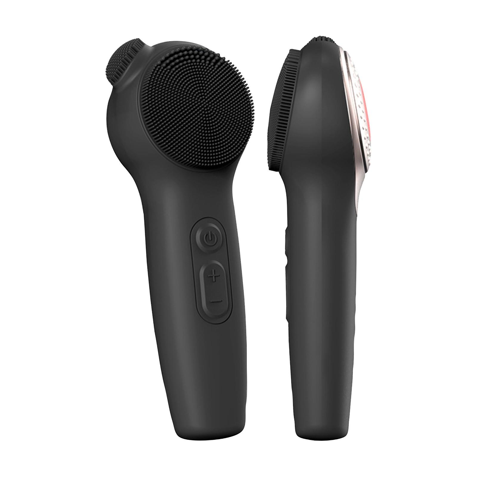 

Массажер для лица с красным и синим светом, силиконовая массажная щетка, устройство для очищения лица, глубокое очищение и отшелушивание One Size чёрный