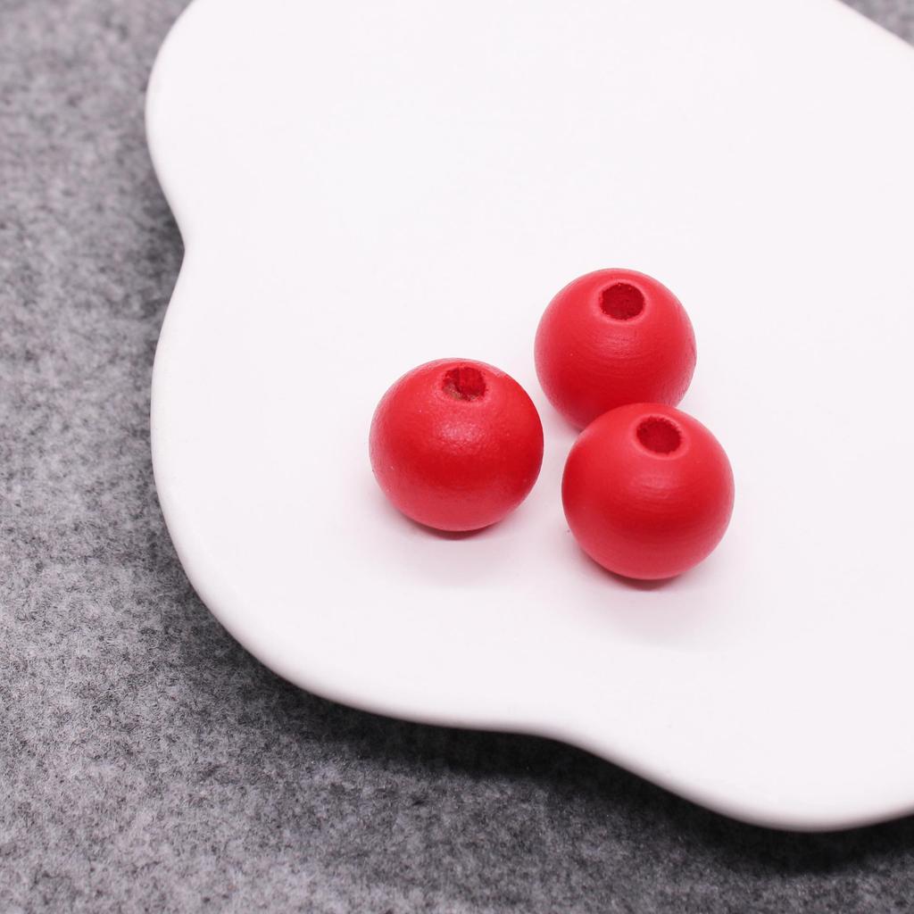 Children's Solid Color 16mm Wooden Beads - Colorful Round Beads for DIY Jewelry