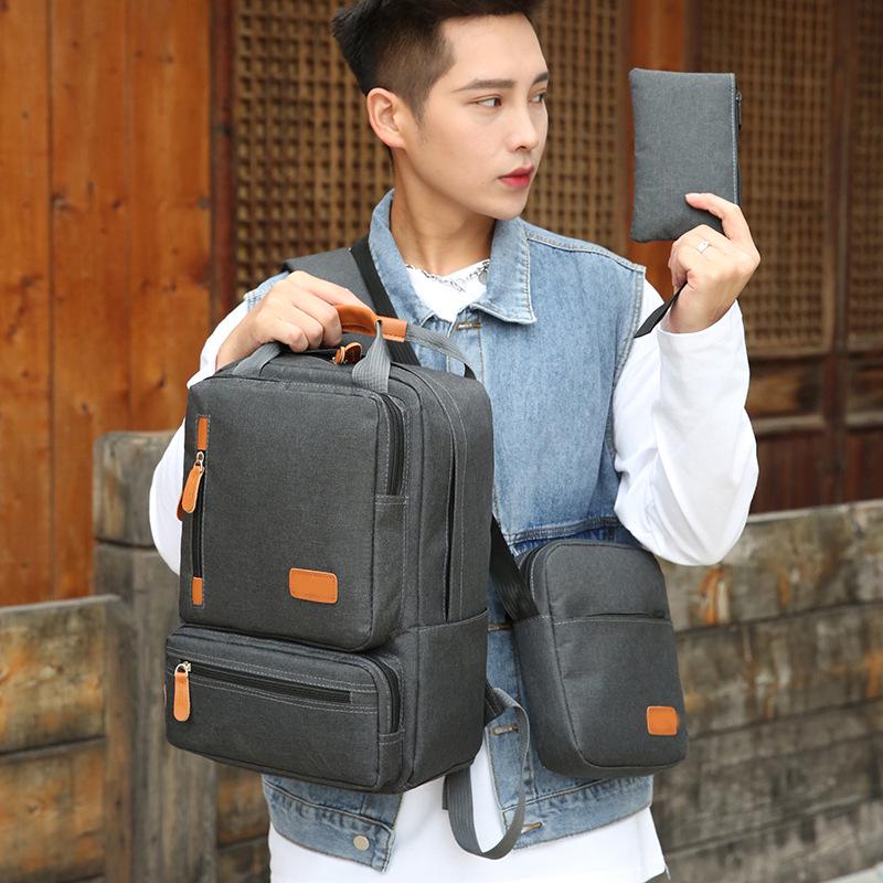 2025 Unisex Fashion Backpack: Student School Bag & Travel Laptop Three-Piece Set