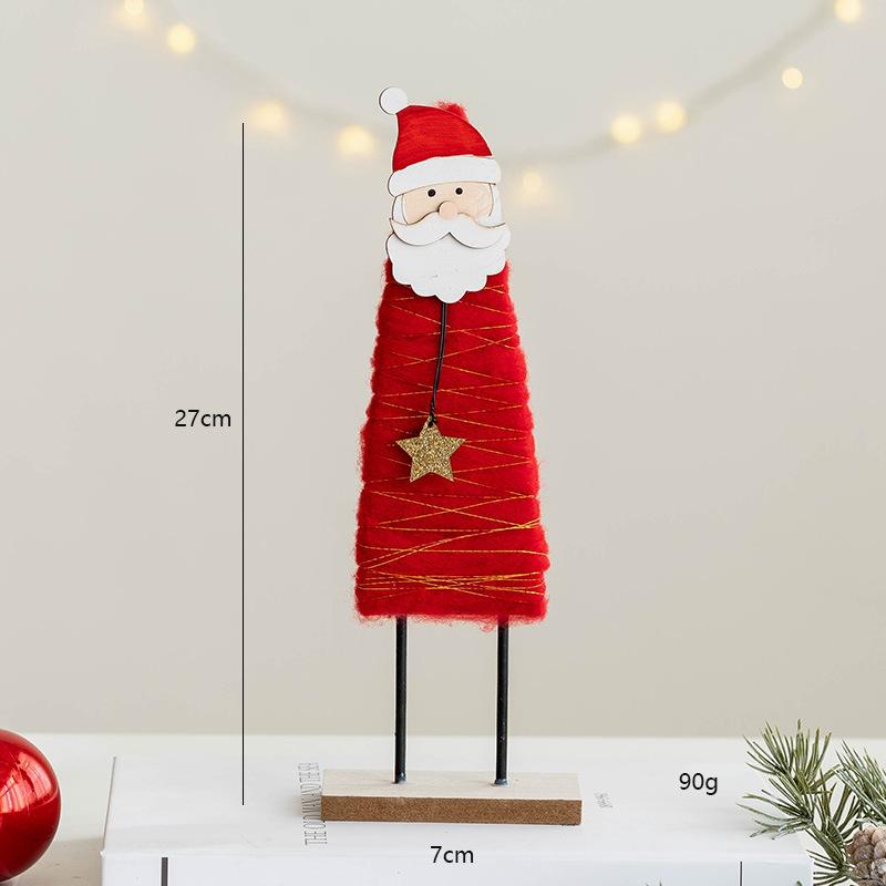 Wool Felt Nordic Ornaments Wood Christmas Tree Elk Old Man Snowman Sheep Felt Ornaments Xmas Decorations For Home Doll Decor