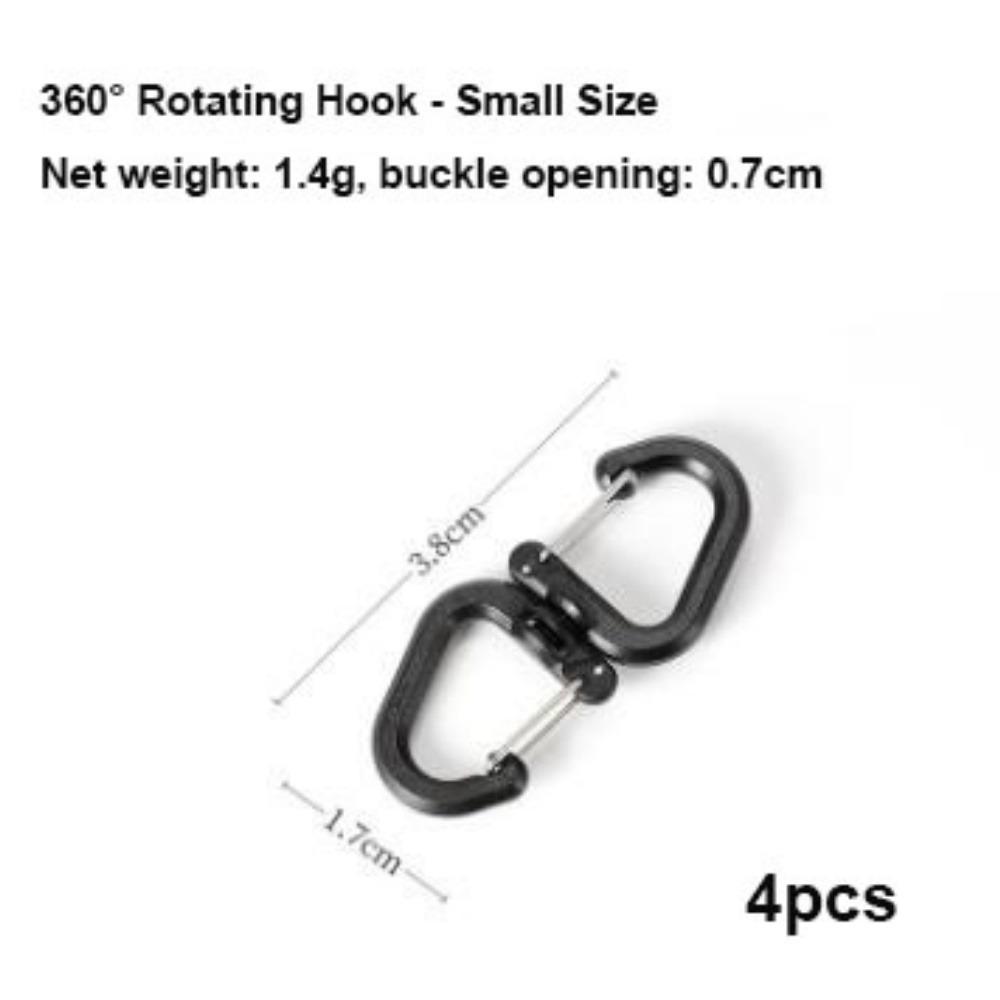 4pcs New 360-degree Outdoor Rotating Hook Portable 2 Sizes S-shaped Hook Multi-functional Climbing Buckle Camping Accessory