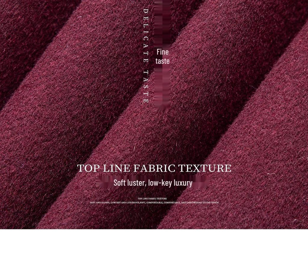 Elegant Woolen Skirted Dress with Waist-Cinch for Autumn/Winter