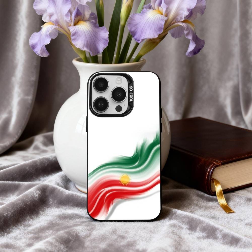 K-Kurdistan-N F-Bandiera-G Custodia per Telefono Per iPhone17,16,15,14,13,12,11 Plus,Pro Max Custodia Nera Caramellata Argentata