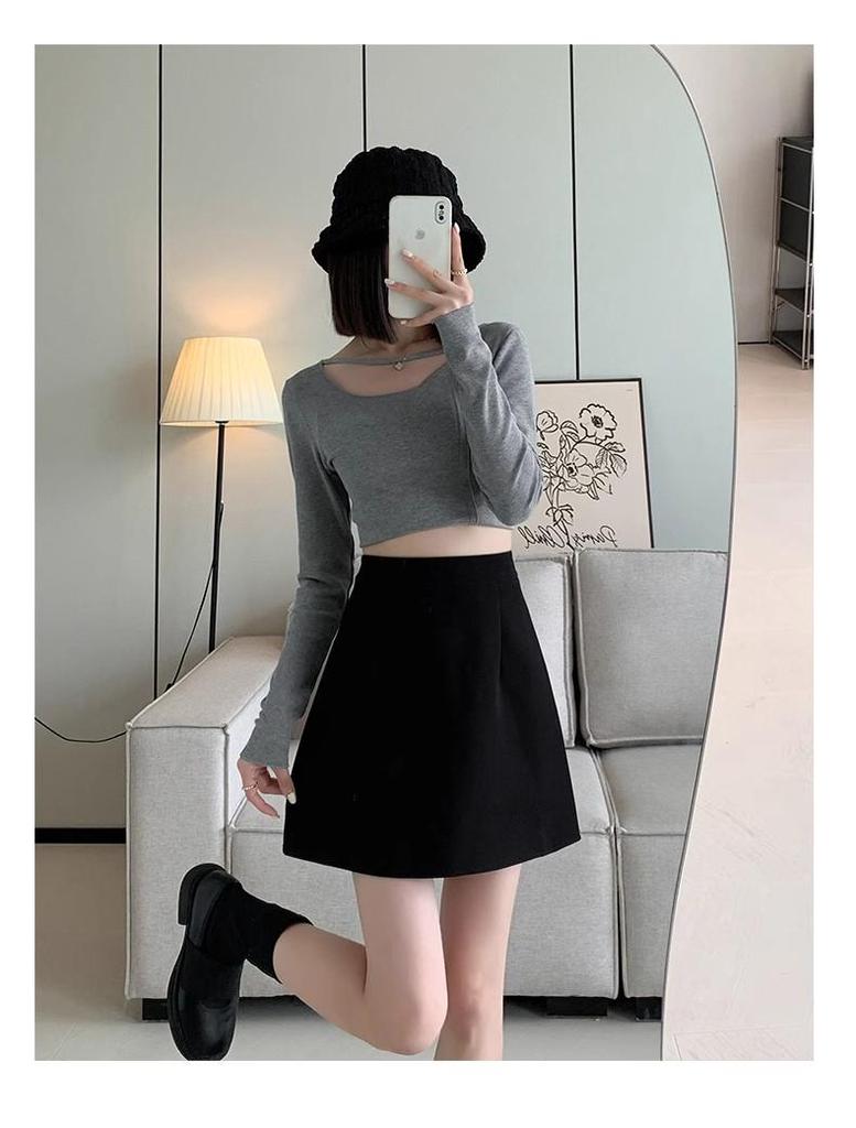 2024 Women's Black High-Waist Bodycon A-Line Short Skirt - Spring/Summer Collection