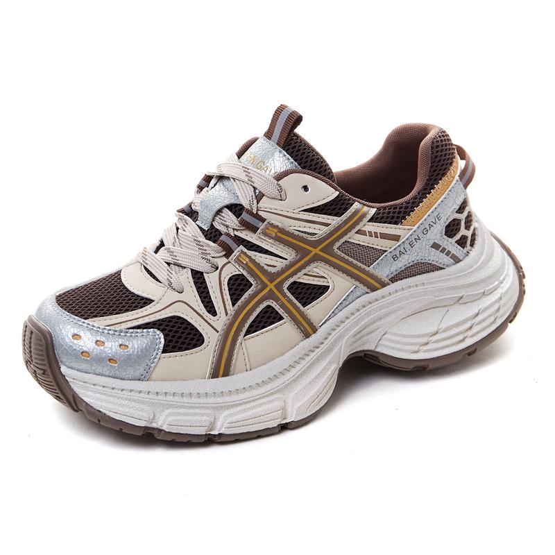 

Европейские женские кроссовки на толстой подошве - 2025 Осень Повседневные кроссовки для бега 40 коричневый