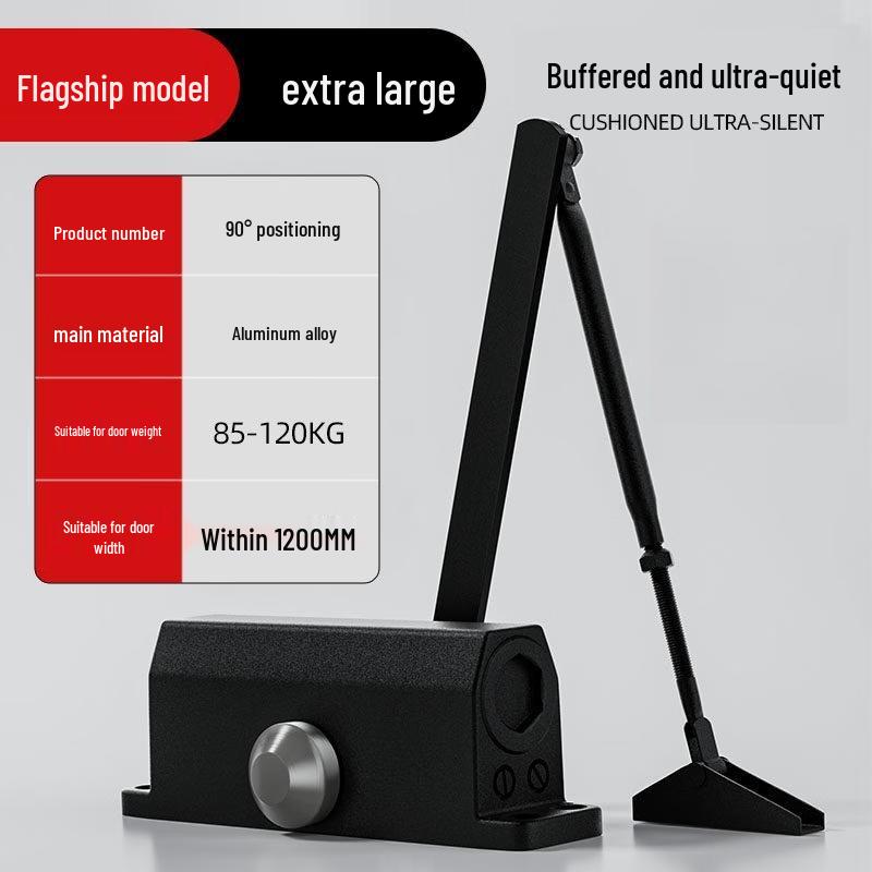 Jun Ding Ying Extra Large Matte Black 90° Hold-Open Fire Door Closer