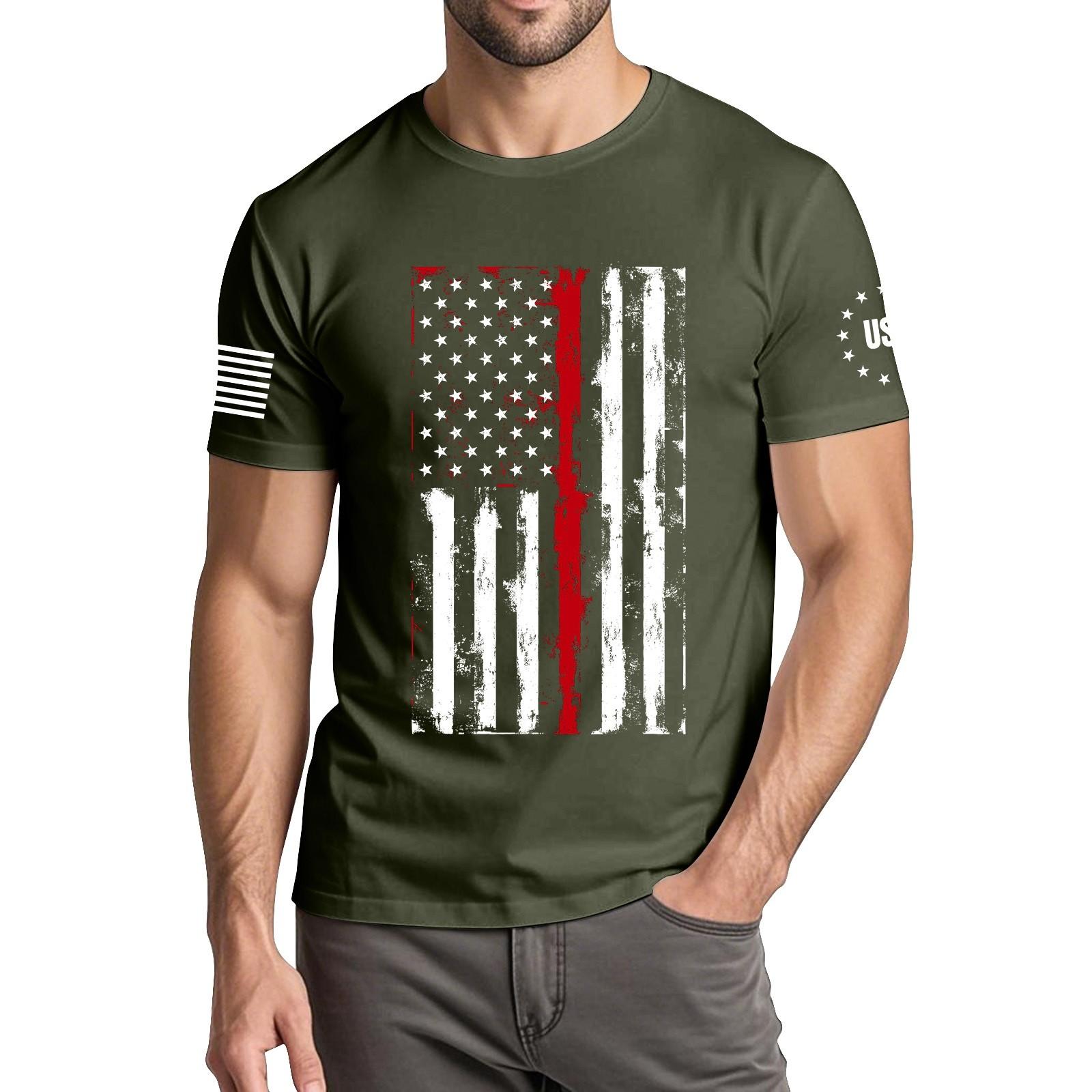 

Мужская модная повседневная футболка с круглым вырезом и коротким рукавом с принтом «День независимости» L