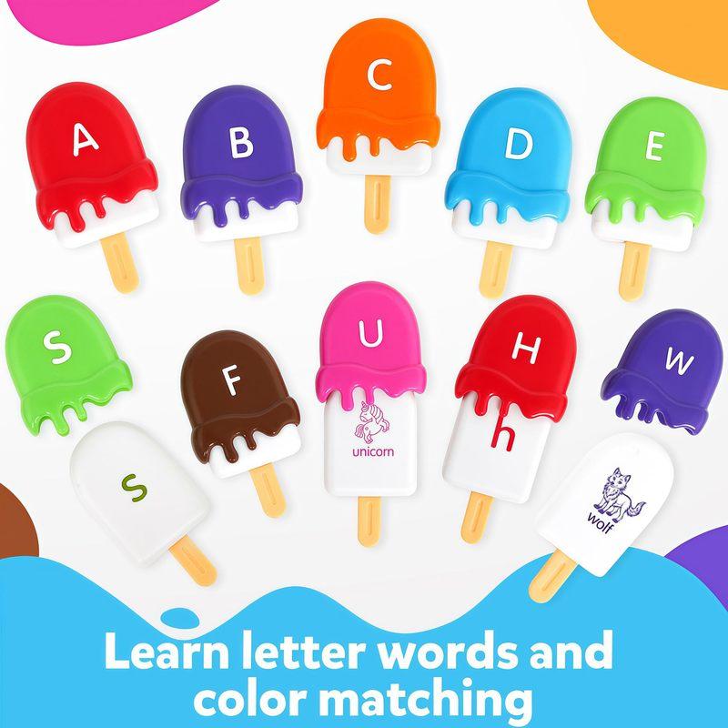 Letters Matching Ice Cream Alphabet Learning Toys,Counting Animals and Color Sorting Set Preschool Learning Activities Toys