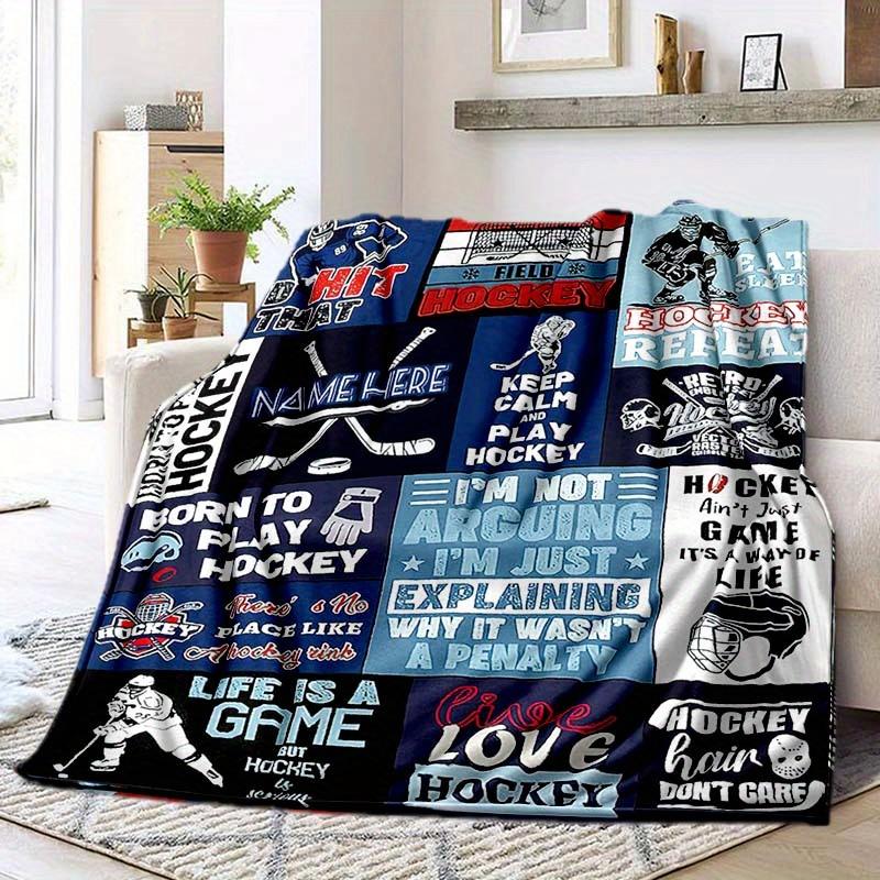 Hockey Enthusiast Customize Your Name Outdoor Blanket Suitable For All Seasons Comfortable And Warm Soft Blanket Suitable For Travel Gifts For