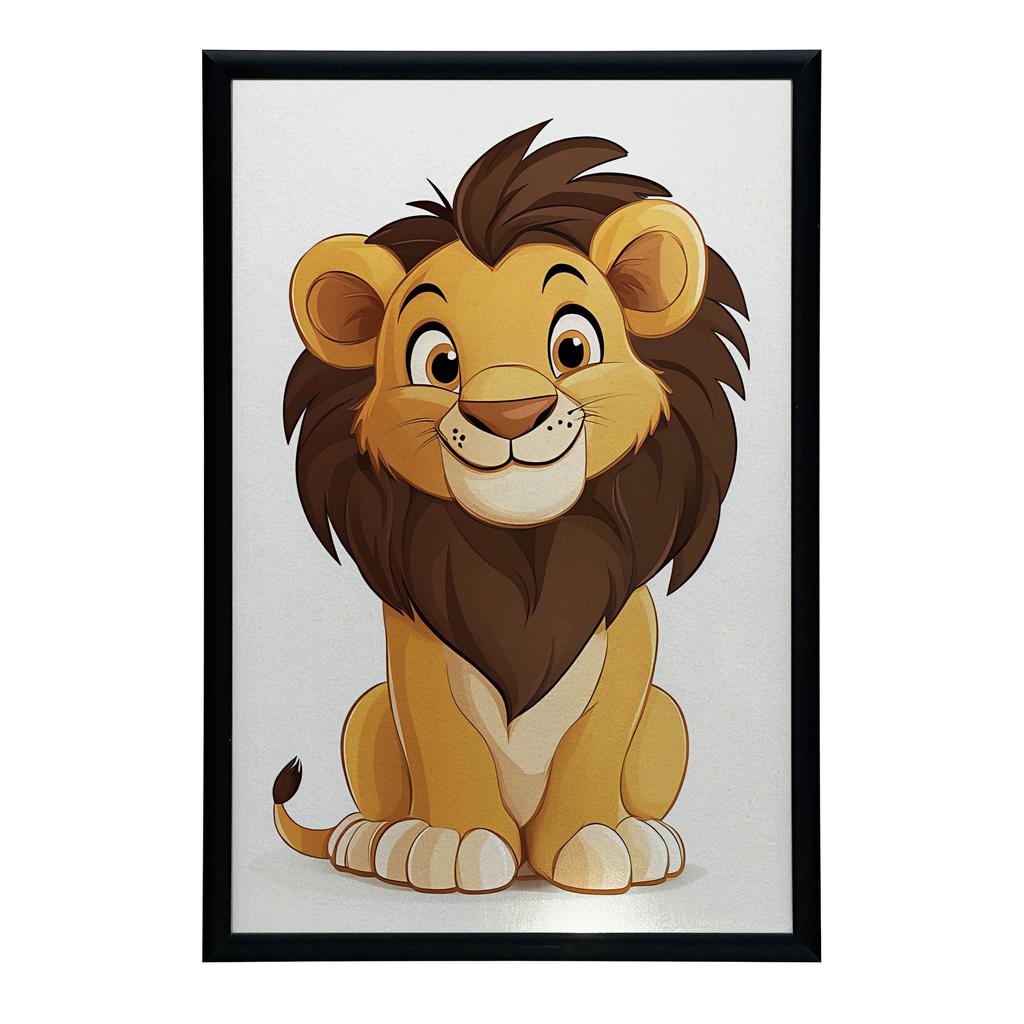 Plakat Uśmiechnięty Lew Plakat Uśmiechnięty Lew, 50X70 Cm, Rama Drewniana Jasny Dąb, Papier Matowy 230 Gsm