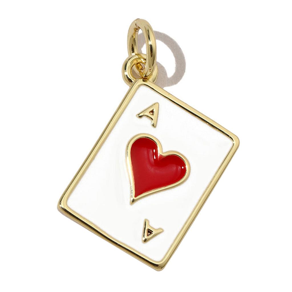 3pcs 18k Gold Plated Charm Heart/Horseshoe/Dices Poker Card Pendants with Cubic Zirconia Necklace Earrings Components