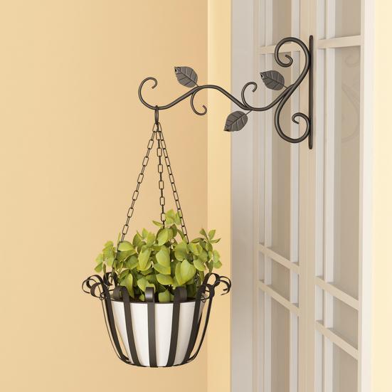 Leaf Design Flowerpot Hanger Minimalist Wrought Iron Nordic Style Hollow Wall Plant Hook Household Supplies