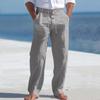 2026 Men's Casual Breathable Cotton Linen Trousers - Solid Color, Four Seasons Straight, Loose Fit Sweatpants