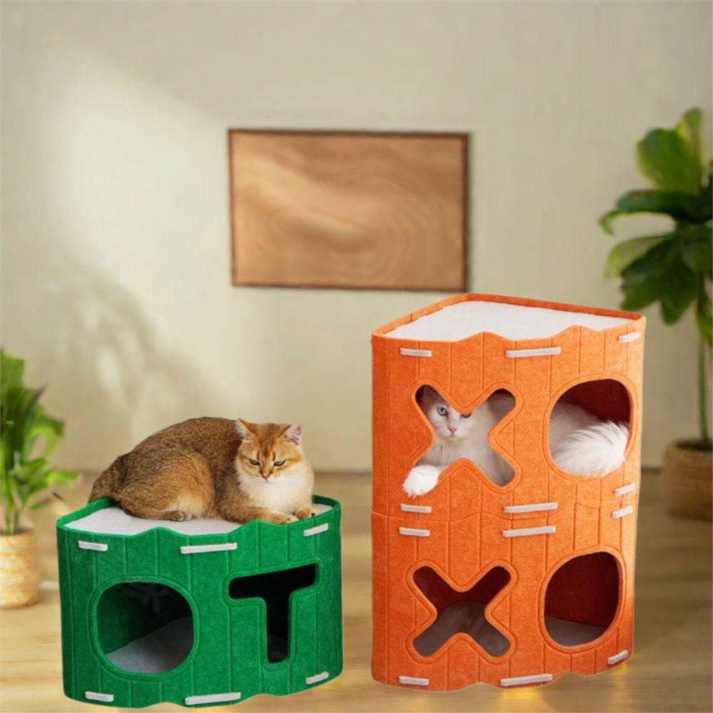 Space-Saving Felt Cat Bed Wear Resistant Semi-Enclosed Cat Bed Cat Hiding House  Indoor Cats