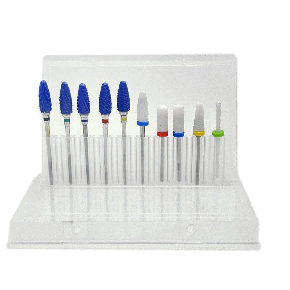 10pcs Manicure Ceramic Nail Drill Bits Set Removing Gel Varnish Drill Manicure Machine Pedicure Nail Bits for Electric Drill