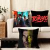 Cushion Cover Silky Short Plush Home Sofa Cushion Cover - Invisible Zipper Home Decoration TV Series Tokyo Vice