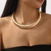 Personalized Exaggerated Threaded Wide-sided Snake Chain Collar, Fashionable Punk Thick Heavy Metal Snake Bone Necklace