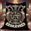 Vintage Viking Emblem Print 2D Flat Pattern Flannel Blanket High Quality All Seasons Warmth and Comfort Perfect for Christmas Gifts.PMT0914054