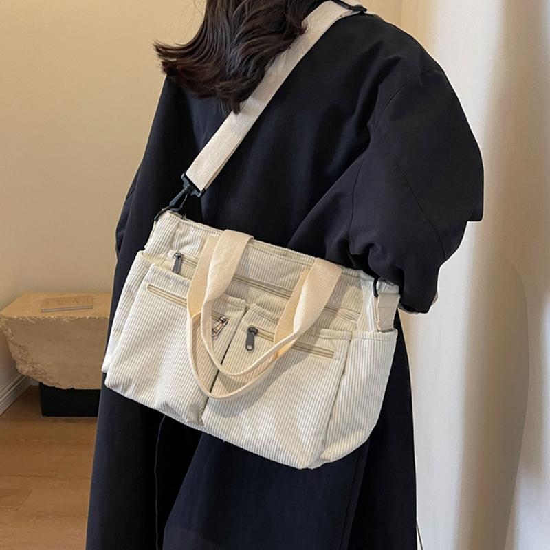 Female Large Capacity Corduroy Tote Bag New Korean Style Fashion Women Shoulder Crossbody Bag Worker Commuter Tote Handlebag MIT