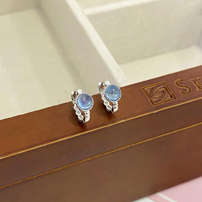 Summer Aquamarine Ear Buckle Women's Small Fresh Ocean Atmosphere New Earring Earrings