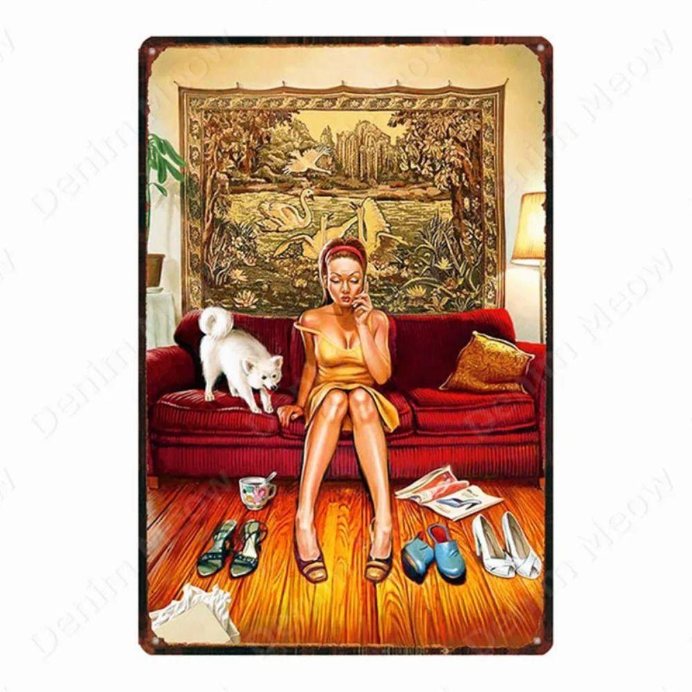 Russian Text Vintage Poster Girls Metal Tin Sign Home Bar Decor