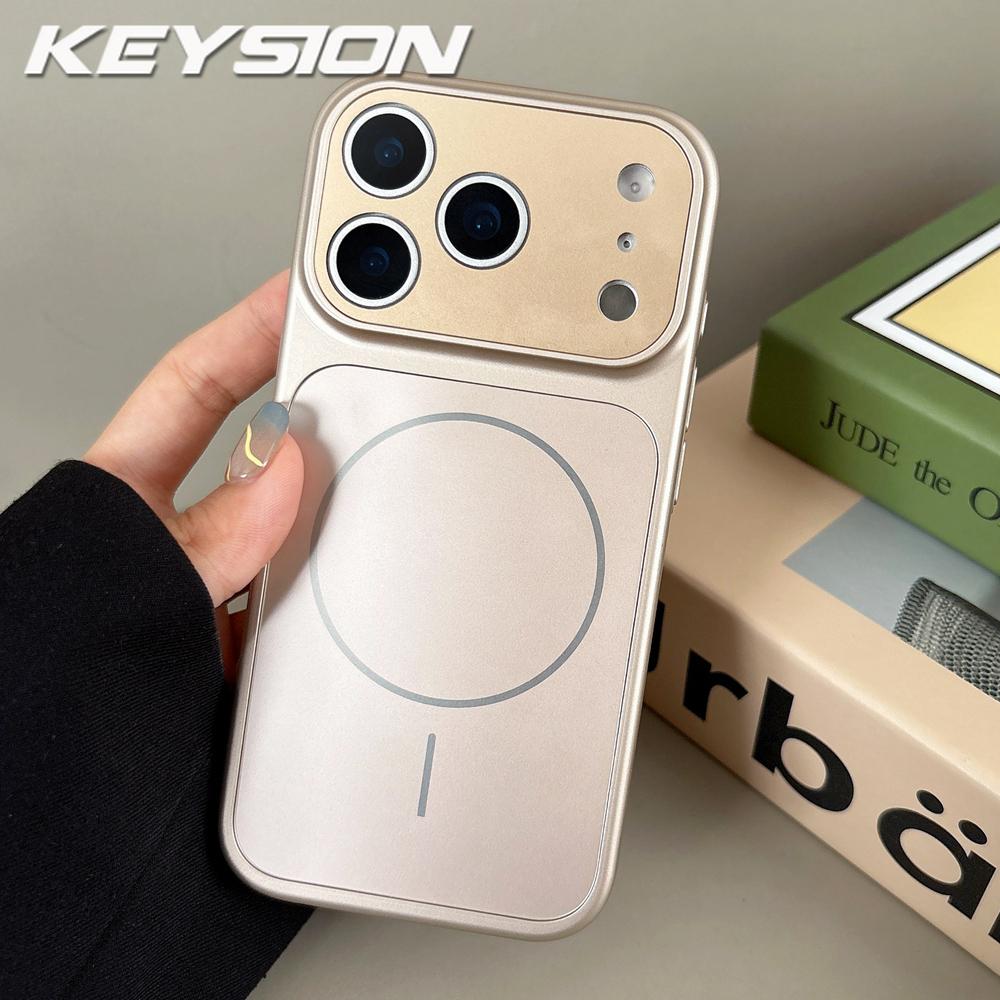 KEYSION Originale matte Glas Handyhülle für MagSafe für iPhone 13 14 15 16 17 Pro Max 17 Air Magnetische Kabellose Lade Panzerabdeckung