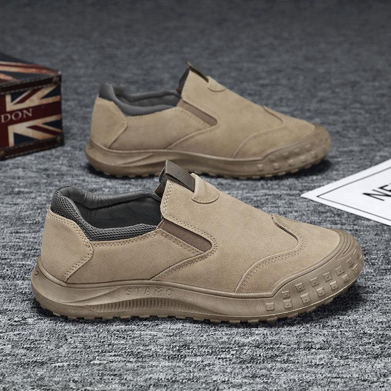 Outdoor Casual Shoes Men's Shoes Anti Slip and Wear-resistant Soft Soled Hiking Shoes Lazy People Step on Black Hiking Boots