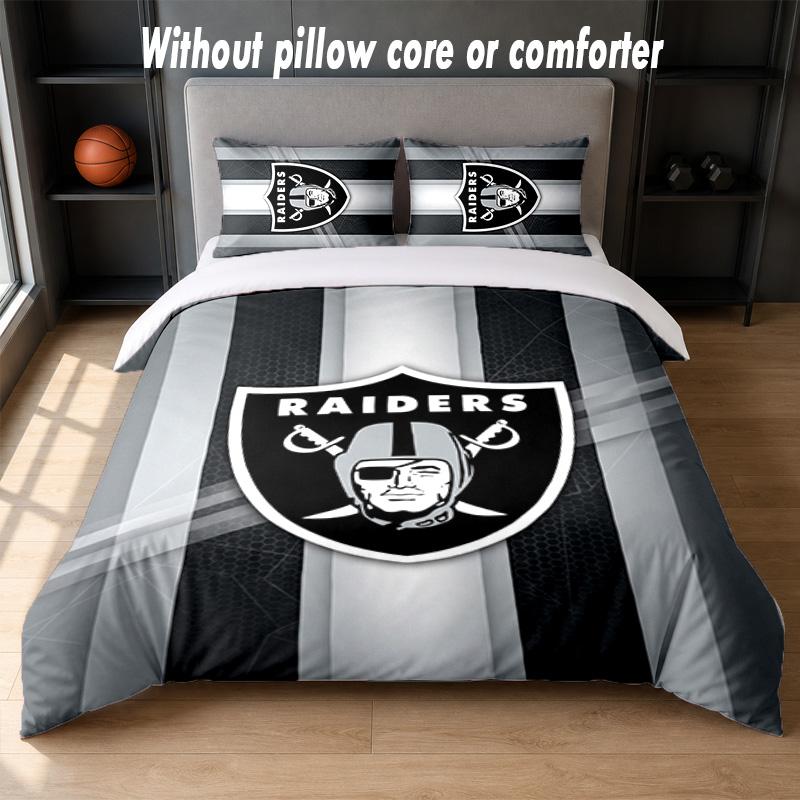 Set Biancheria da Letto Design Las Vegas Raiders 1 Copripiumino + 2 Federe Morbido Traspirante Biancheria da Letto per la Casa