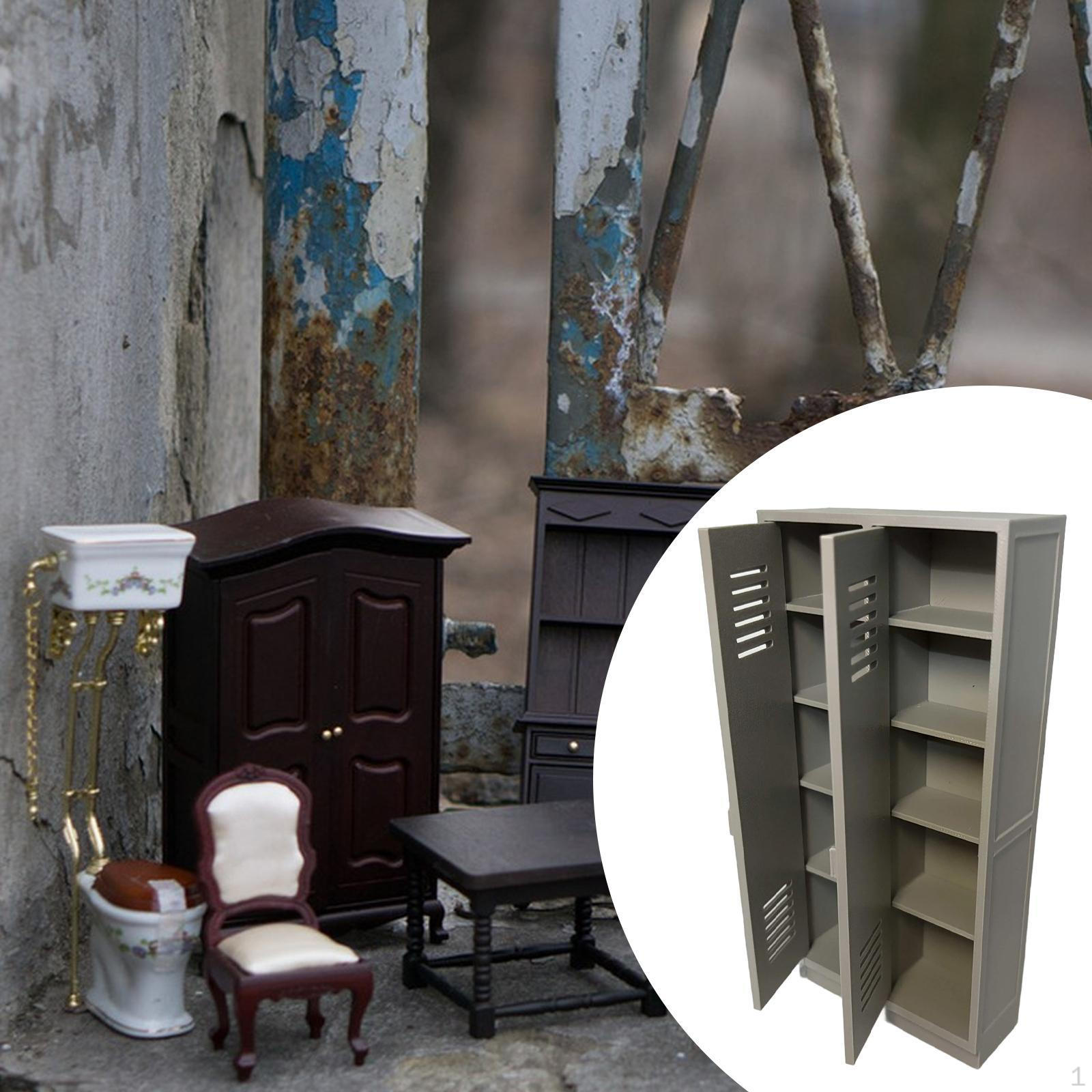 

Miniature School Cabinet with Compartment 1/12 Scale Wardrobe Ornament Collectible Creative Style B