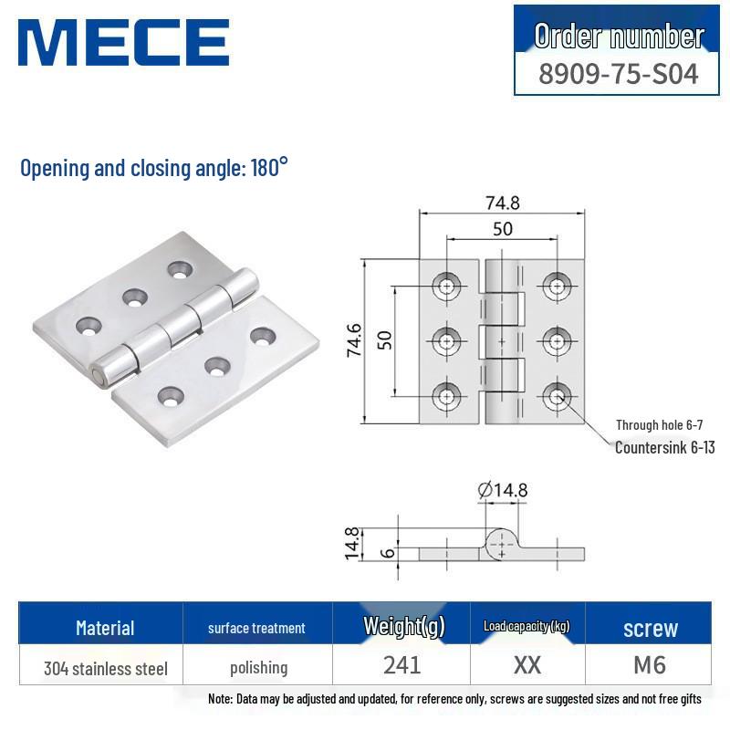 304 Stainless Steel Thickened Cabinet & Wooden Door Hinges