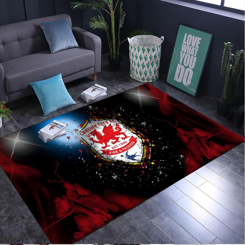 1PC rug Football Club Cardiff Carpet, Chair Rug,Area Rug for Office Bedroom living rooms bedroom, Doormat decor Christmas fan gifts