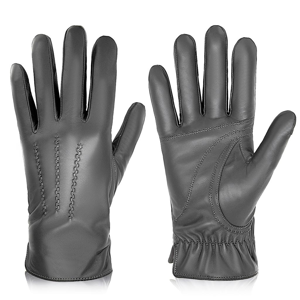 Gants en Cuir Véritable Peau de Mouton Hommes Femmes Hiver Chaud Doublure Cachemire Écran Tactile Gants de Sport pour Course à Pied Vélo Ski Conduite