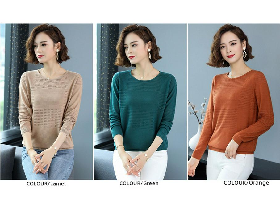 2024 Women's Lightweight Long-Sleeve Knitted Top - Perfect for Early Autumn