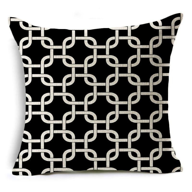Modern Simple Black and White Geometric Linen Pillow Case Home Sofa Pillow Cushion Cover Soft Decoration