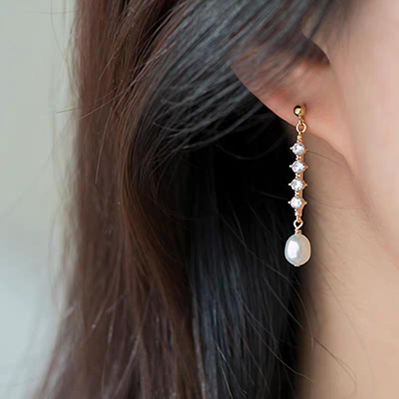 Original Inlaid Diamonds Pearl Earrings For Women Classic Elegance Layered Earrings Hip-Hop Sweet Jewelry Gift