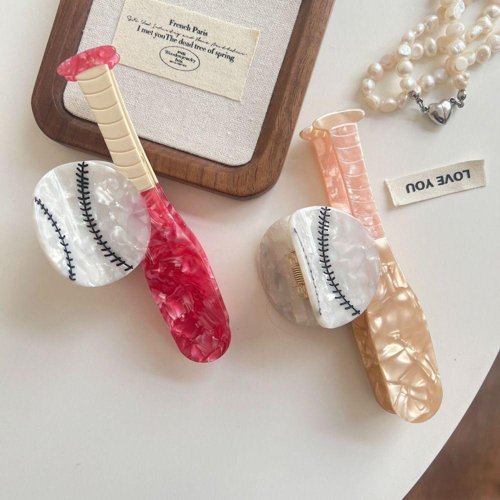 Baseball Sport Ball Series Hair Claw Korean Style Acetic Acid Shark Clip Splicing Hair Claw  Travel