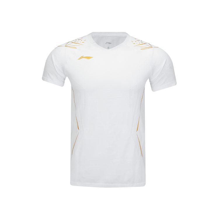 

Li-Ning Быстросохнущая футболка с логотипом, с круглым вырезом, спортивная, прямого кроя, с коротким рукавом, унисекс, топы, белая AAYV019-2 L