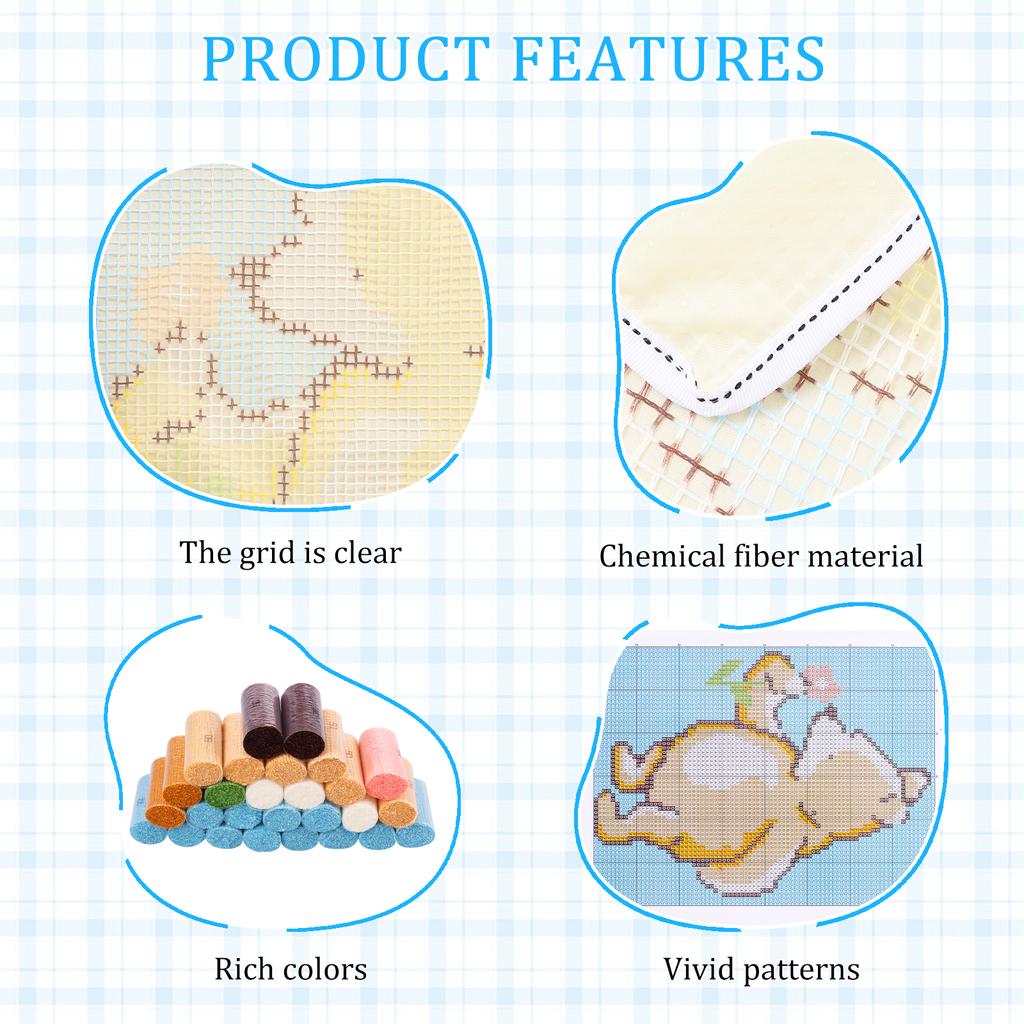 3D Latch Hook Rug Kit DIY Handcraft Rug Beginner Making Kit 3D Bear/Owl Shaped Pattern Segment Embroidery Pillow Sofa Cushions