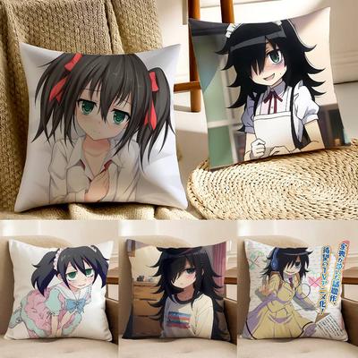 T-Tomoko Kuroki Pillow Case Anti-dustmite Pillowcase Invisible Zipper Silky Short Plush Sofa Cushion Cover