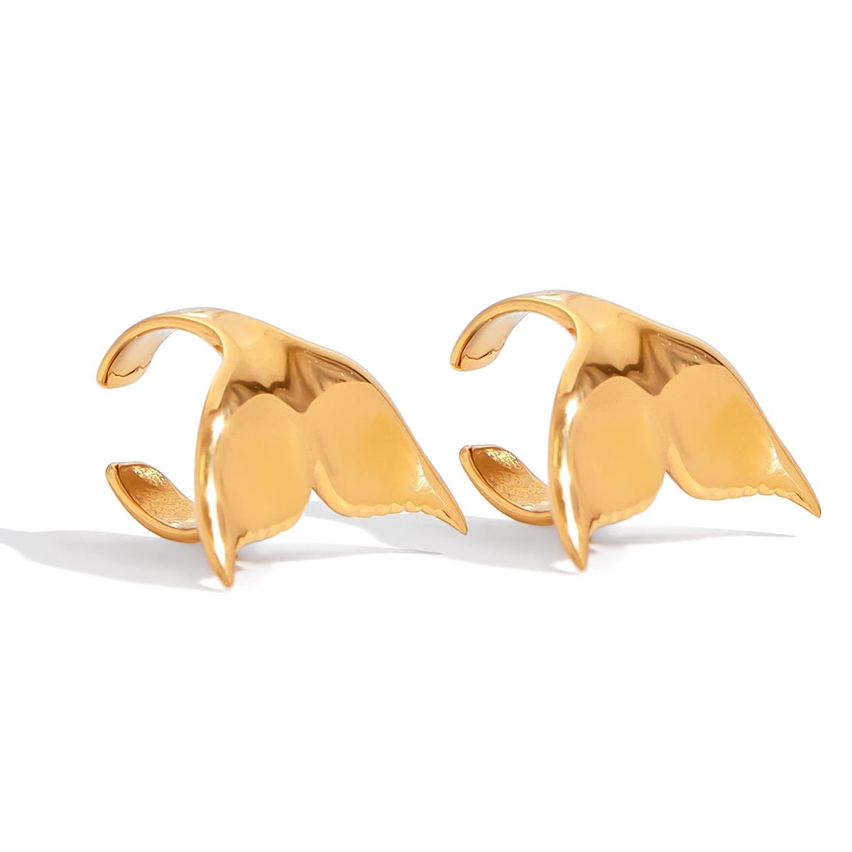 Yori Ocean Style Metal Mermaid Tail Clip Earrings Golden Stainless Steel Holiday Beach Summer Daily Jewelry New золотистый
