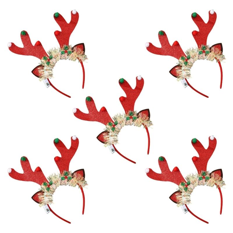 Flashing Christmas Headband with Built-in LED Light New Year Headgear Festive Hair Accessories for Holiday Parties