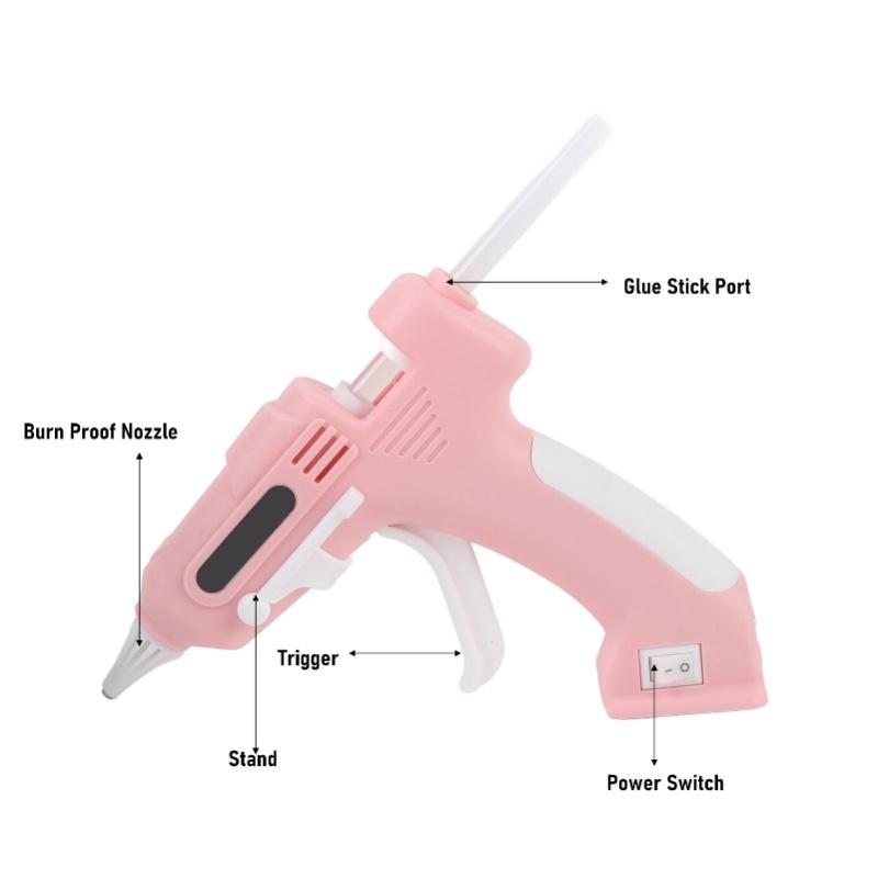 Electric Hot Glue Kit With 10Pcs 7mm High Adhesion Sticks Cordless Hot Melt Glue Tool For Home And Crafting Purple