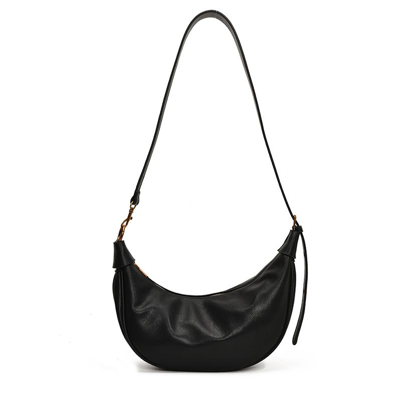 

Fashi Half Mo PU Solid Versatile Style Shoulder Bags 2026 High Quality Advanced Feeling Persality Trend Shoulder Bags чёрный
