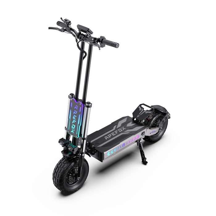 Skládací elektrická koloběžka APEFOX-T90: 85 km/h, 100 km dojezd, 60 V 31,2 Ah, Dva 2100W motory, 13palcové terénní pneumatiky
