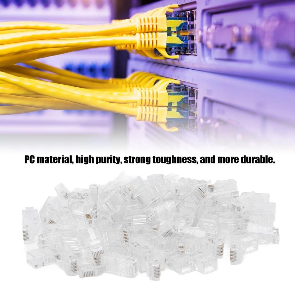 50/30PC RJ45 Ethernet Cables Module Plug Network Connector Crystal Heads Cat5 Gold Plated Network Cable Suitable for Computer TV