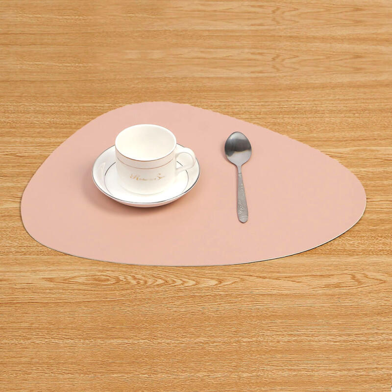 Pebble Double-Sided Leather Table Mat (Pink + Silver)