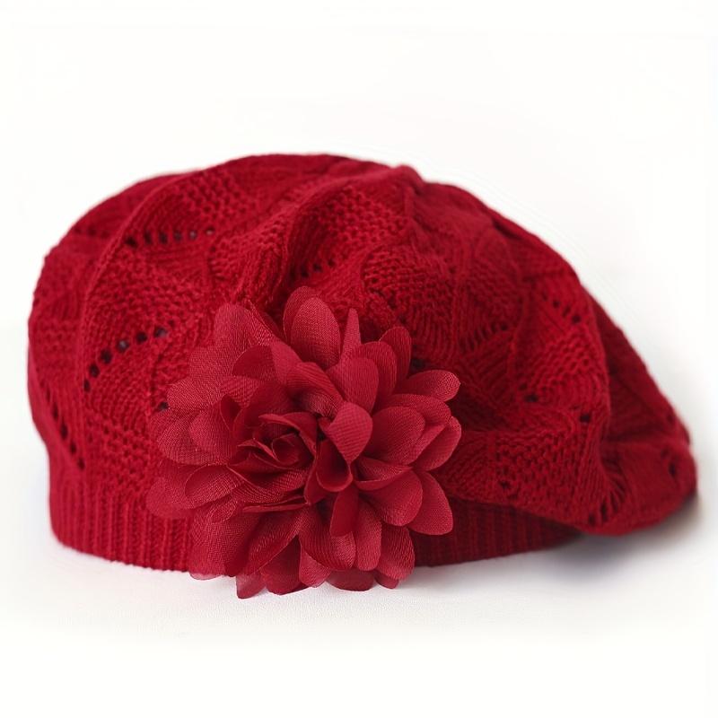 1pc of New Autumn And Winter Fashion Beret for Women with Floral Design in Solid Colors, Available in Various Colors for Everyday Use