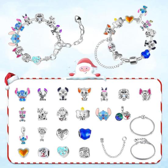 2025 Christmas Advent Calendar Bracelet Set 24 Day Countdown Jewelry Box with Santa Reindeer Tree Charms Surprise Xmas Gift
